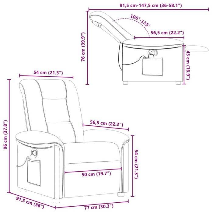 VidaXL Fauteuil de massage inclinable Gris foncé Tissu, fauteuil de massage, fauteuil, fauteuil canapé, fauteuil de bureau 4015627