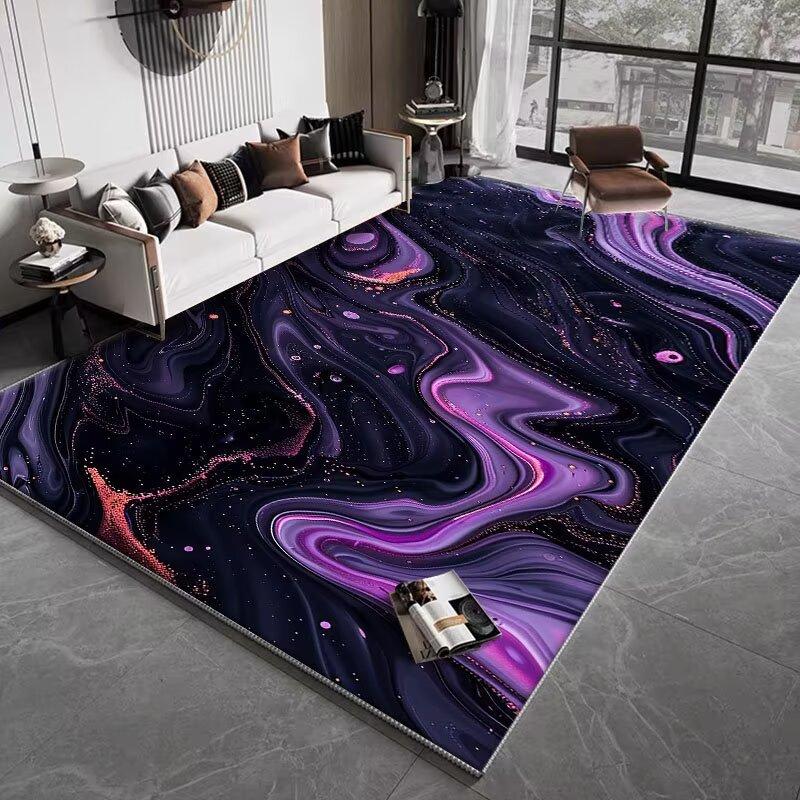 Modern Abstract Blackish Purple Living Room Decor Rug Light Luxury Big Size Gaming Room Carpet Soft Antiskid Tatami Mat Washable
