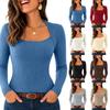 Women's Slim Fit Square Neck Knit Pullover Sweater