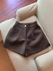 Women's Elastic High Waist Wide Leg Woolen Pants with Slimming Slit, Autumn/Winter Loose Fit.