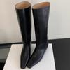 Spot~ Inner Height Increase Pointed Brown Maillard Medium Tube Knight Boots Women's Shoes, New Long Tube Long Boots