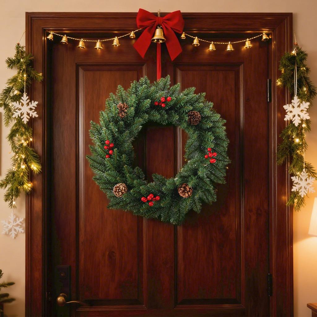 50cm Christmas Wreath Artificial Flower Decoration Wreath Door Hanging Wall Hanging