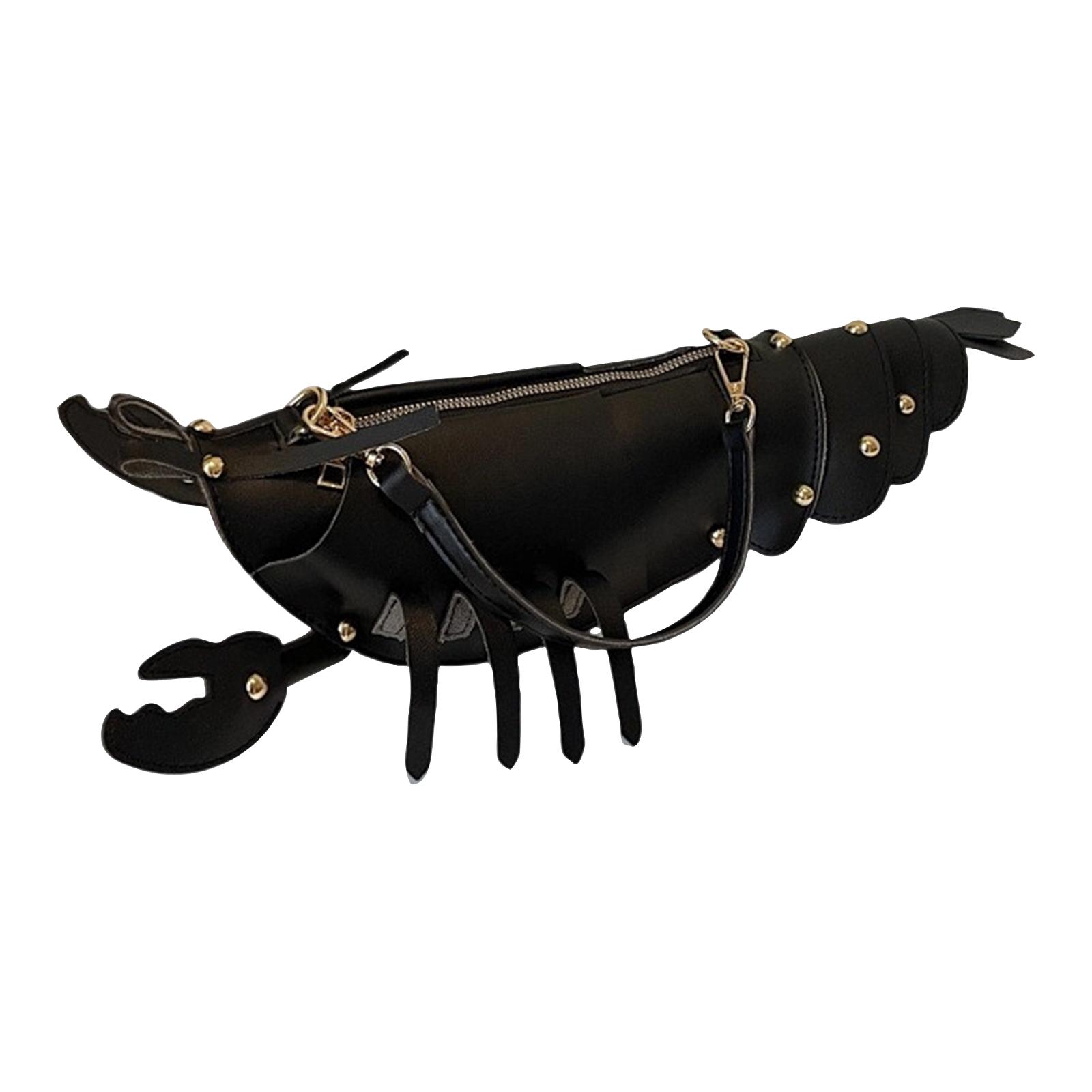 Lobster Shaped Crossbody Bag Purse Women PU Leather Rivets Shoulder Bag Clutch For Girls One Size чёрный