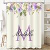 Customized Name Initials Bathroom Shower Curtain with Floral Design for Home Decor Personalized Custom Size Available (White Bac