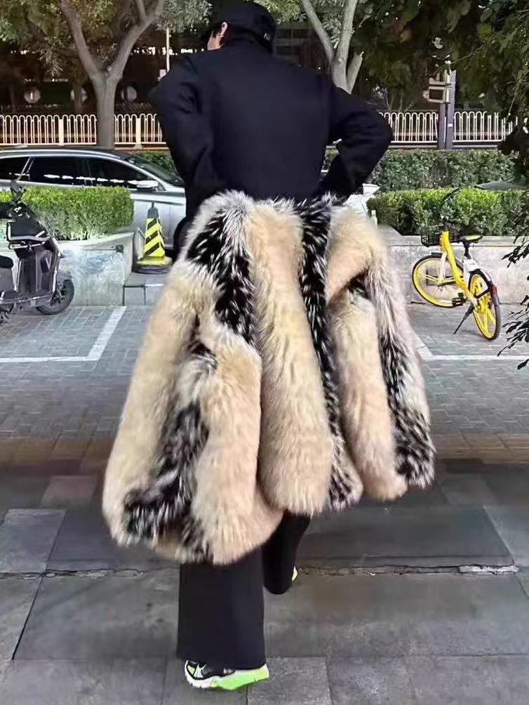 

Chic Eco-Friendly Thick Faux Fur Coat - Plush Warm Autumn/Winter Wear L [125-145 kg] абрикосовий