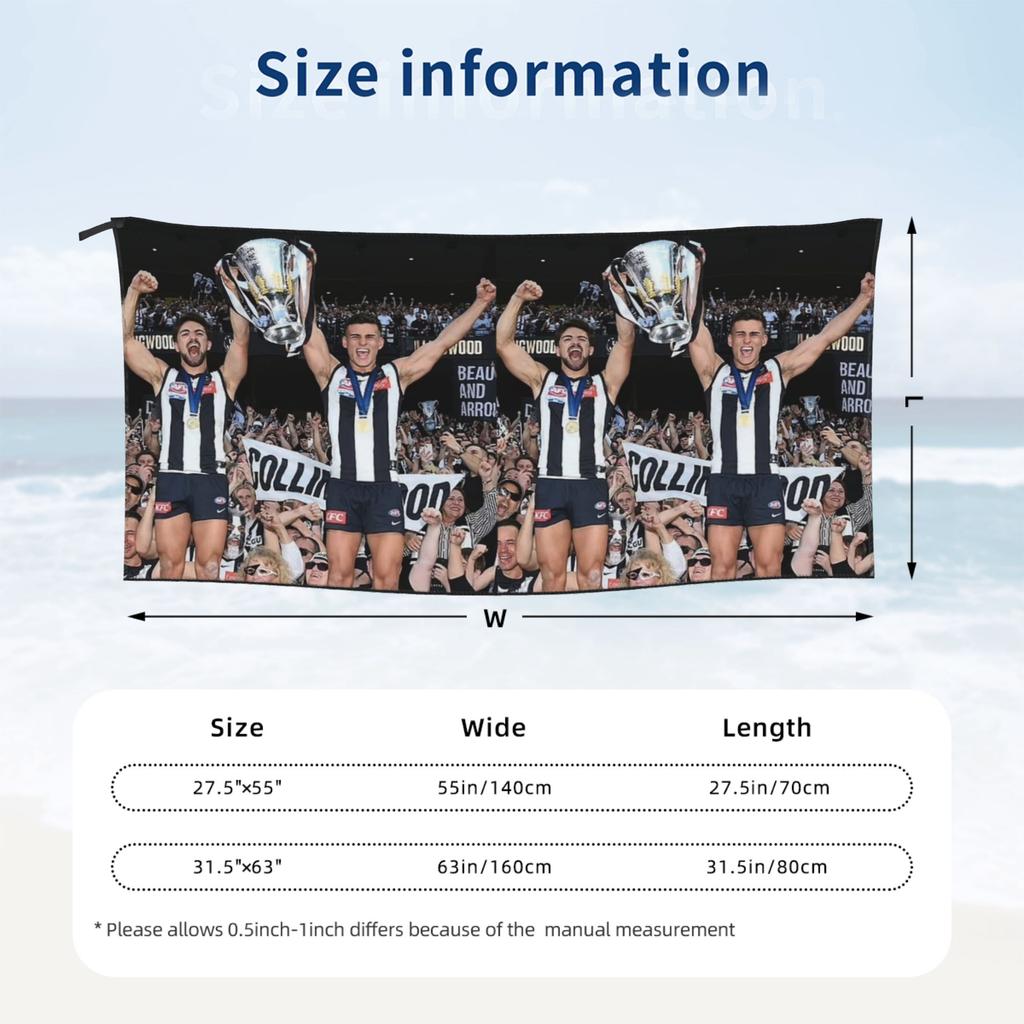 Daicos Brothers Premiership Trophy Collingwood Beach Towel Soft Microfiber Quick Dry Absorbent Quick Towels For Pool