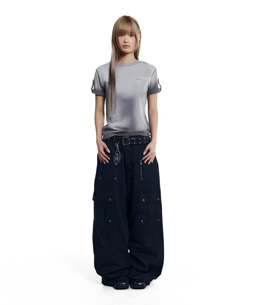 AAKAM Shirring Utility Cargo Pants (Black)