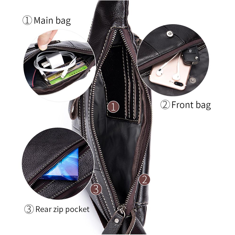 LAOSHIZI Ανδρικές τσάντες στήθους από γνήσιο δέρμα Τσάντα χιαστί Triangle Messenger Shoulder Blosa Τηλέφωνο Small Mochila Business Travel