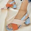 2025 Summer New Sandals Women's Word with Fresh and Simple Style Fashion Color Matching Thick Heel Roman High Heels