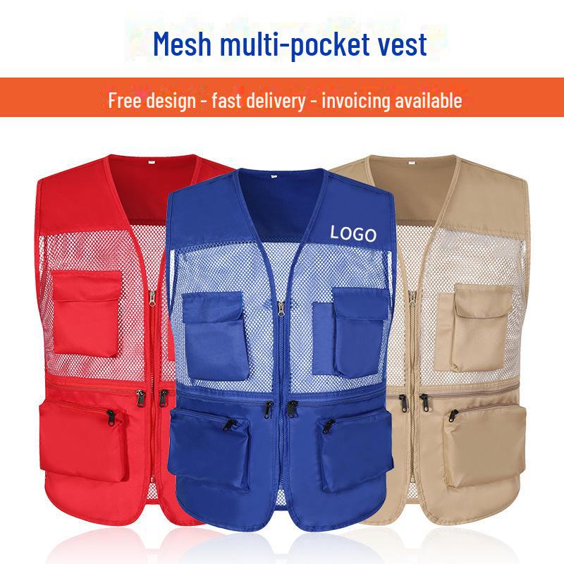 Custom Logo Emergency Management Safety Vest - Multi-Pocket Workwear for Photojournalists