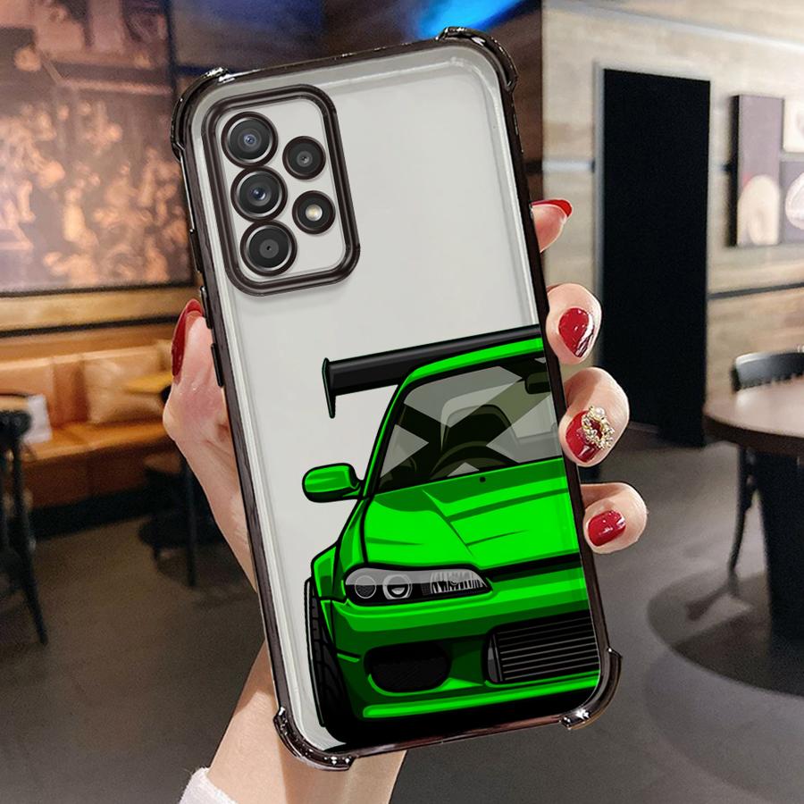 Phone Case for Samsung Galaxy A35 A36 A24 A33 A52 A17 A26 A13 A21s A16 A15 A25 Clear Cover Japanese JDM Drift Car