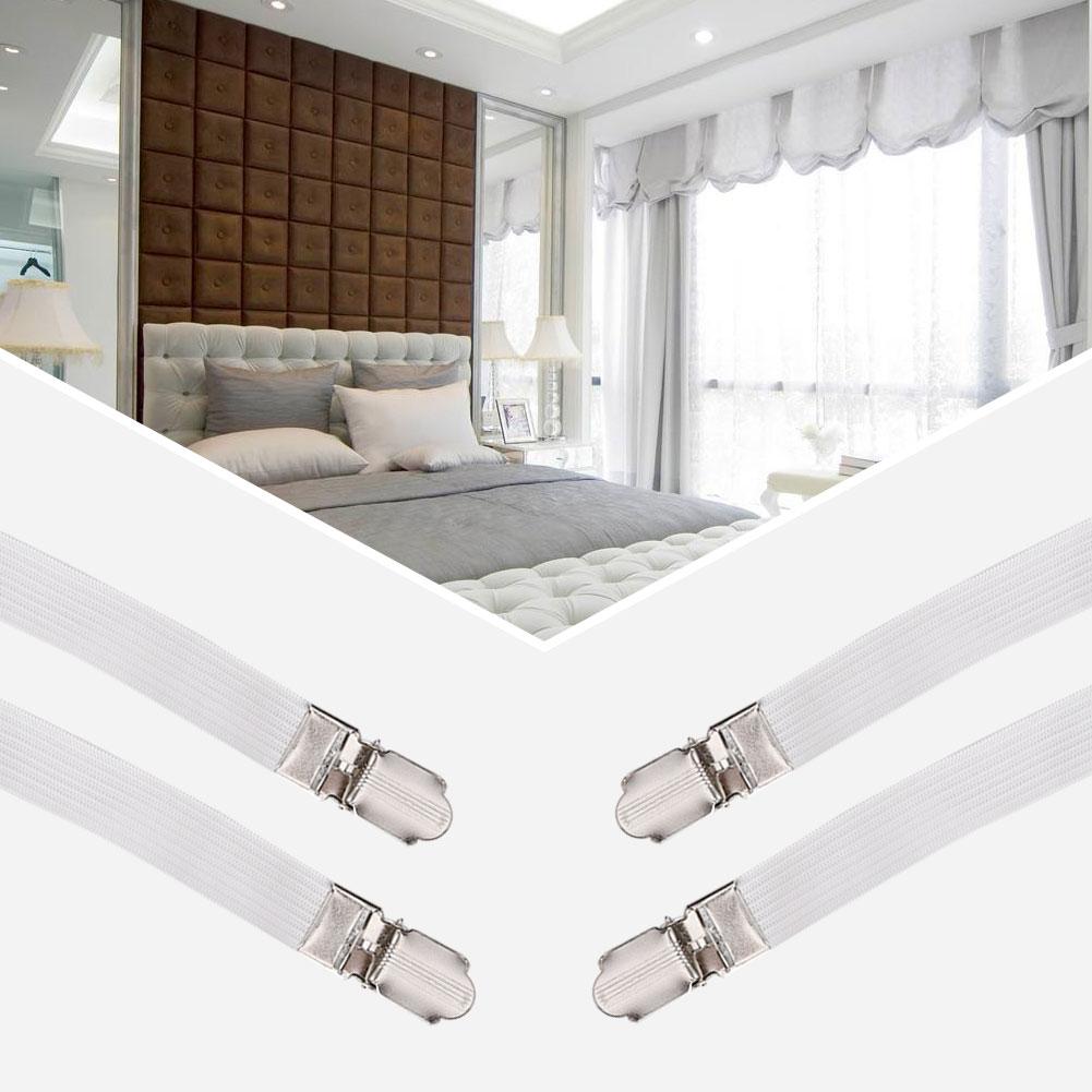 4pcs Elastic Crisscross Bed Mattress Sheet Straps Double Head Clips Gripper Holder Fasteners