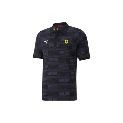 FW22 Ferrari Racing Series All Over Logo Print Short Sleeve Polo Shirt Men Polo Shirts Black 535844-01