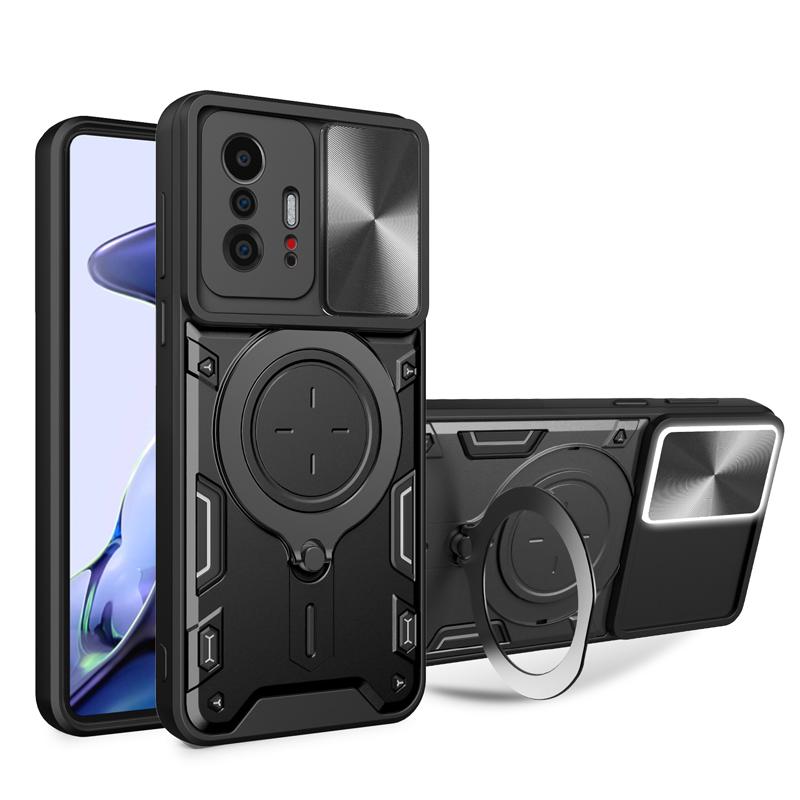 Luxury Shockproof Armor Case For Xiaomi Mi 11T 12T 13 Pro Lite Mi11T Mi12T 5G Anti Shock Ring Stand Holder Full Slide Cap Covers