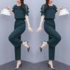 Fashion Chiffon Set Women's Summer Women Off The Shoulder Short Sleeve Top Wide Leg Pants Two Piece Set