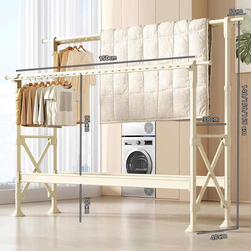 Adjustable Floor-Standing Clothes Drying Rack for Indoor/Outdoor Use