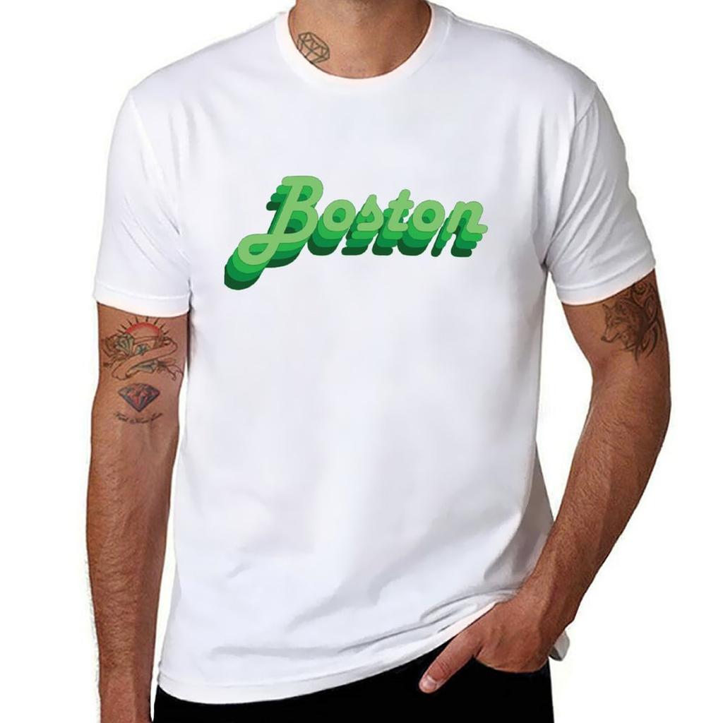 Boston Retro Logo Tshirt Big Size Simple Tshirt
