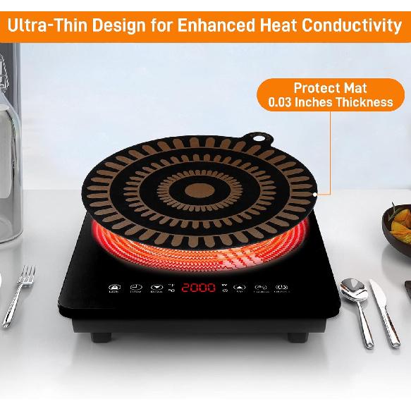 Thermochromic Silicone Induction Cooktop Protect Mat, 2 PCS Multifunctional Silicone Mat for Induction Cooktop (9.5 inches)