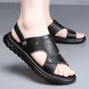 New Summer Genuine Leather Men Sandals Black Khaki Outdoor Casual Sandals Cowhide Beach Shoes Two Uses Men's Sandals Slippers