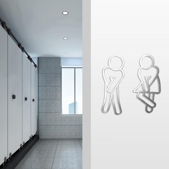 Men Women Bathroom Sign 2D Acrylic Restroom Door Sign Business Restaurant Office Hotel Washroom Wall Gender Identification Signage