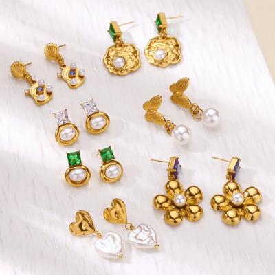 Schmetterling Ozean Element Liebe Blume Anhänger Ohrringe Damen Vakuum Galvanik Gold Modetrend Ohrringe