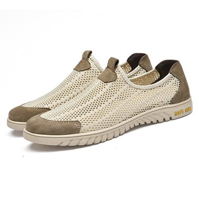 Sapatos casuais masculinos respiráveis, mocassins masculinos ocos, sandálias legais, leves, sem cadarço, sapatos de direção, tênis de verão sem cadarço