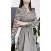 2025 Plus Size Striped Dress - Slimming Waist-Cinching Design for Spring & Autumn Casual Fashion