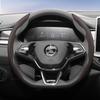 WFM1  Suitable for Skoda Breathable Leather Steering Wheel Cover with Segmented Quick-Release Design, Non-Slip and Durable, Octavia Rapid Kodiaq 