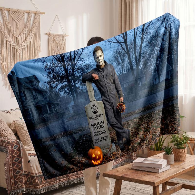 Warm Flannel BlanketHalloween Michael Myers Soft Cozy Throw Blanket for Bedroom Couch