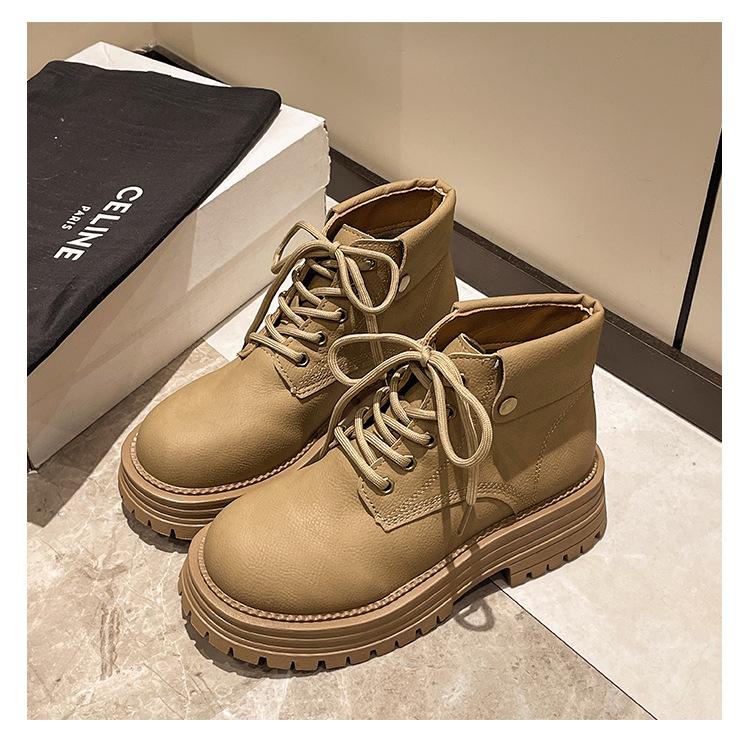 

Ботинки мартинс 2025 осень и зима новые на толстой подошве с внутренней платформой короткие ботинки для женщин осень и зима ретро одинарные ботинки ревень бу 40 хаки