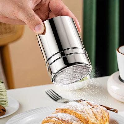 1PC Saupoudreuse avec Couvercle Poudre de Cacao Café Acier Inoxydable Saupoudreuse Maille Fine Seau Bouteille à Assaisonnement