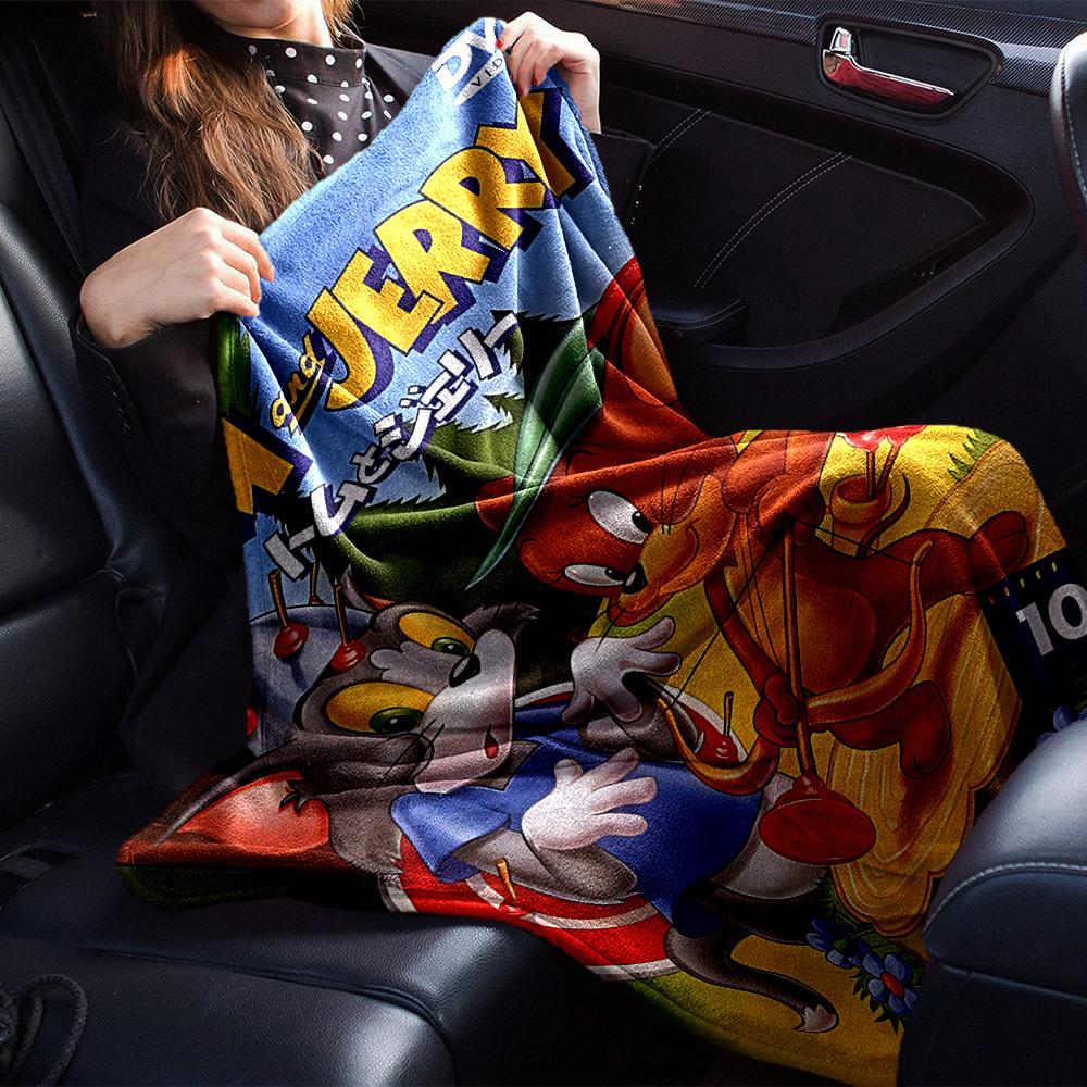 1pc Tom and Jerry Flannel Blanket Soft Warm Throw for Home, Office, Travel, All-Season Cozy Bedding Gift L1470