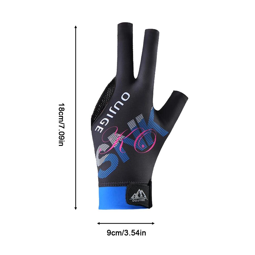 1PC Three-Finger Printed Billiard Gloves With Non-Slip Mat Self-Adhesive Cloth Fixed Breathable Snooker Match Training Gloves