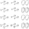 Stainless Steel Circle Huggie Hoop Earrings Set for Women Gold Color Unique Zircon Flower Stud Earring Piercing Jewelry