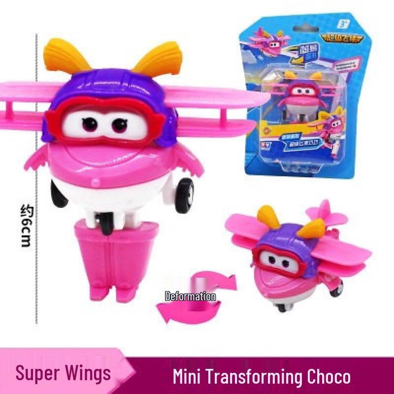 Super Wings 13-Piece Mini Transforming Robot Set: Jett, Big Strong, Jin, and Mighty Little Wing Toys