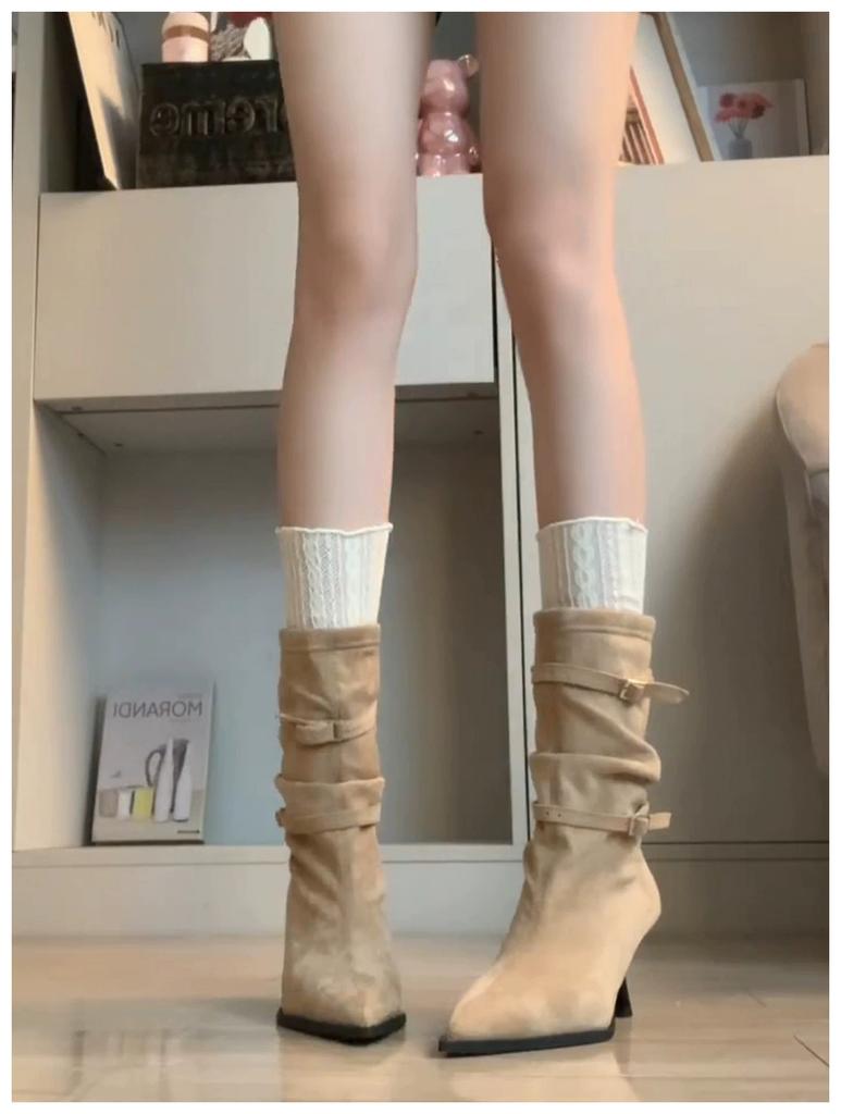 2025 Sexy Pointed Toe Women Boots Autumn High Heels Shoes Luxury Chelsea Boots Party Stiletto Pumps New Plus Size 40 Mujer Botas