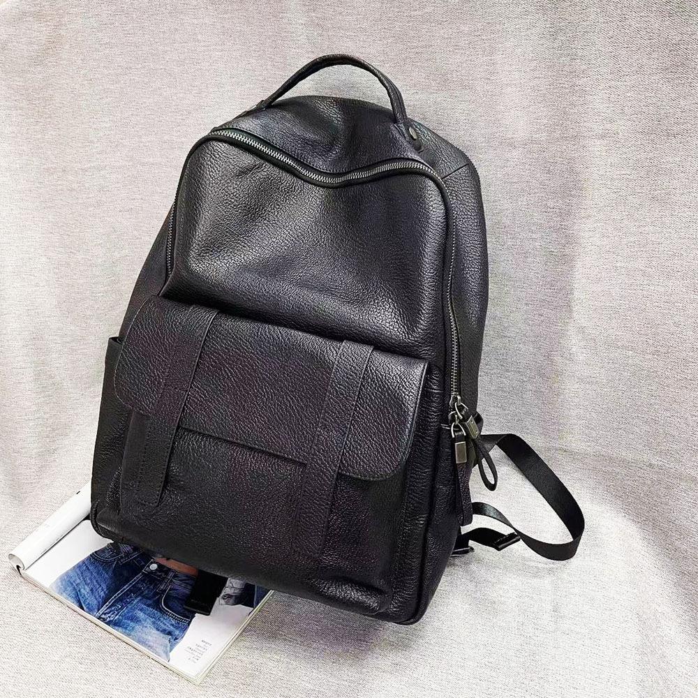 Wind All Leather Men'S Backpack Business Bag 14 Inch Tablet Backpack Large Capacity Travel Bag