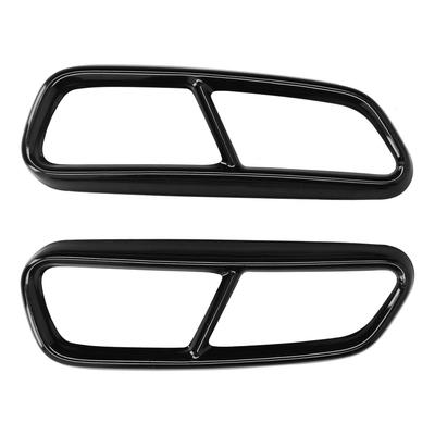 Car Quad Exhaust Tip Trim Stainless Steel Gloss Black Replacement for A6 C7 2016‑2018