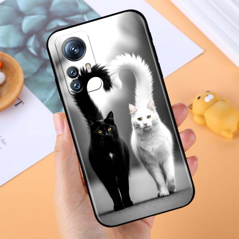 Anime Cartoon Katze Illustration Handyhülle Für Xiaomi Mi 15 14 13 13T 12 12T 12S 11 11i 11T Pro Ultra Lite 5G Schwarz Weich