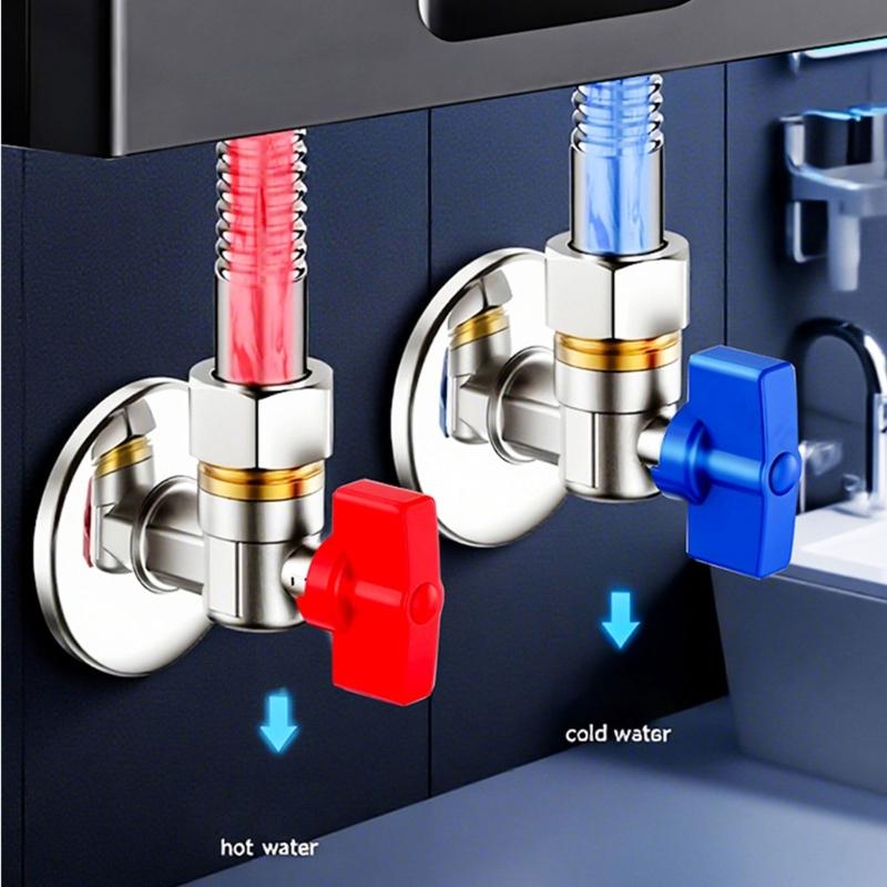 Brass 1/2inch Water Shut Off Valves with Handle Universal Water Flows Control Valves Hot/Cold Water Turn Angle Stop Valves