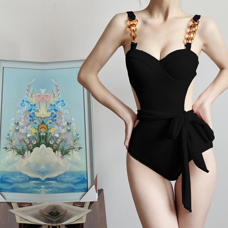One-piece hollowed sexy bikini small breasts gather super fairy hollow backless swimsuit