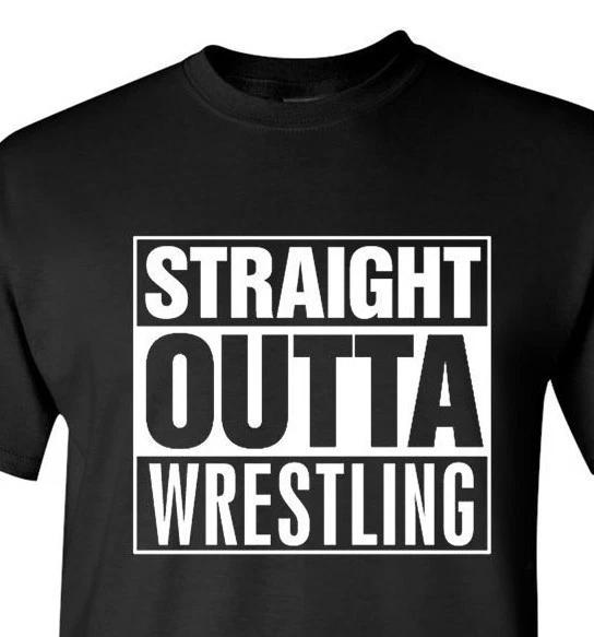 Straight Outta Wrestling T Shirt Adult Youth Sizes Black Classic Fit Cotton Tee S