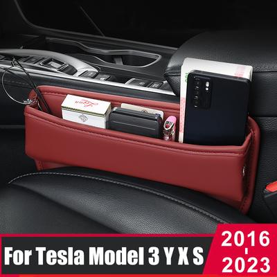 Für Tesla Modell 3 YXS 2016 2017 2018 2022 2023 Autositz Organizer Lücke Aufbewahrungsbox Ledertaschen