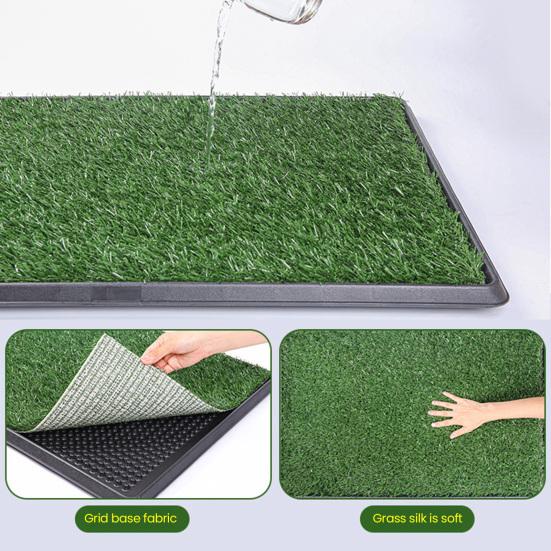 Artificial Grass Dog Pee Pad Fake Turf Pet Potty Pad with Tray Washable 3-Layer Reusable Puppy Training Mat for Indoor Outdoor Use Small Medium Dogs