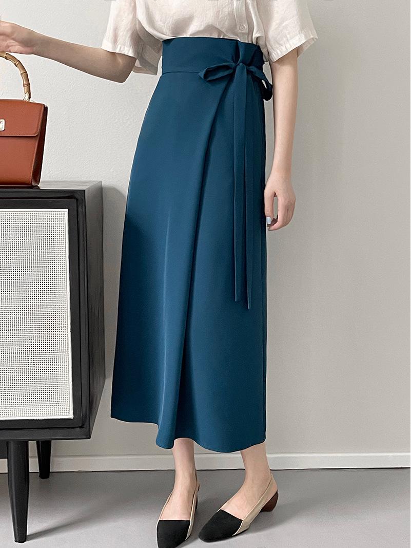 

Юбка Taochuan Slim A-силуэта с высокой талией и разрезом сзади, однотонная, модель 2116 Large павлин голубой