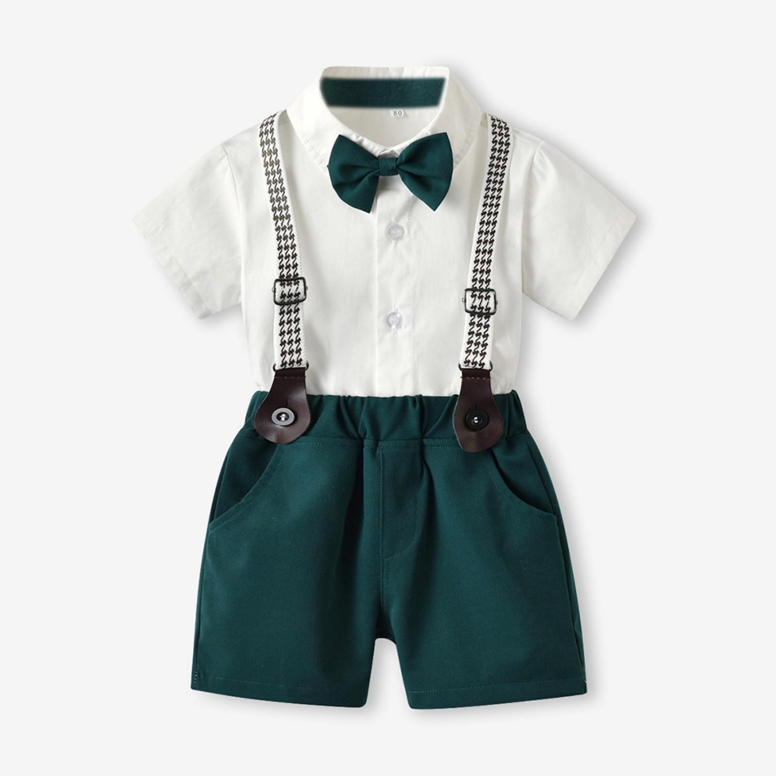 

Дитячі Літні Сорочки з Коротким Рукавом та Шорти Повсякденний Костюм з Двох Предметів для Хлопчиків 110