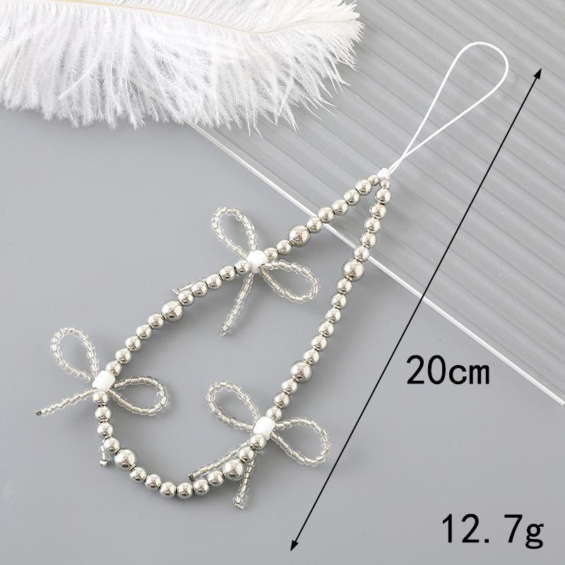 Fashion Pearl Love Bow Beaded Phone Chain Lanyard Jewelry for Women Sweet Five Pointed Star Non Slip Phone Case Rope Accessories
