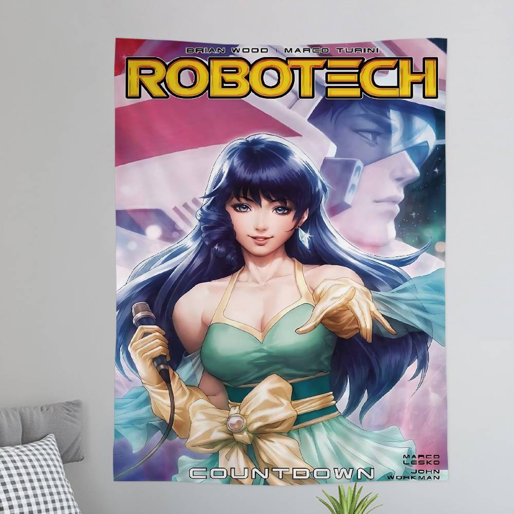 Anime Robotech Tapestry Art Printing Japanese Wall Tapestry Anime Wall Hanging Home Decor