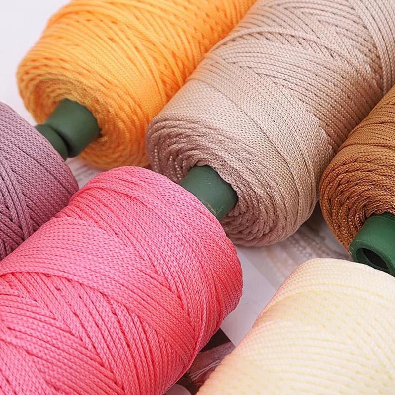 Summer Crochet Yarn Ice Rope 3mm Thread for Hand Knitting Bag Sun Hats Shoes Woven DIY Hook Cushion Silk Medium Thick about 200m