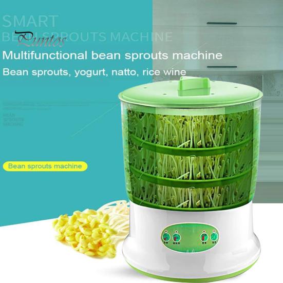 Auto Bean Sprouter 1 Set Sprout Machine Rapid Germination Automatic Soaking Water-Storage Germinating Short Cycle EU Plug Sprouting Bucket Home Supply